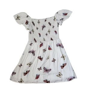 Love Fire White Off the Shoulder Butterfly Dress